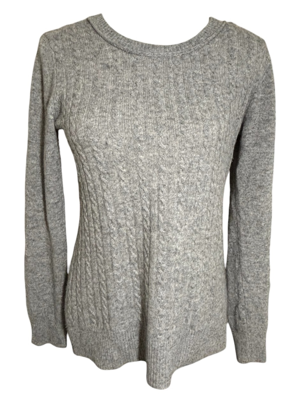 Sofiane Gray 100% Cashmere Cable Knit Crewneck Longsleeve Sweater Size Medium